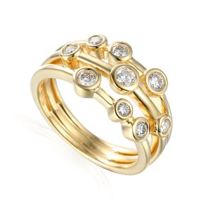 Preview image of 18CT GOLD DIAMOND .50 THREE ROW BUBBLE RING