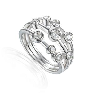 Preview image of 18CT W/G DIAMOND .49 THREE ROW BUBBLE RING