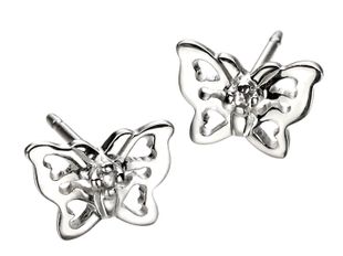 Preview image of D for Diamond Sterling Silver Butterfly Studs