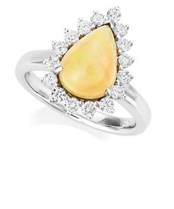 Preview image of 18CT WHITE GOLD OPAL 1.75 & DIAMOND .58 RING 