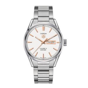 Preview image of TAG Heuer Carrera Calibre 5 Rose Gold Day Date Men's White Dial Bracelet Watch