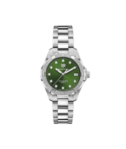 Preview image of Tag Heuer Ladies 32mm Aquaracer Green Diamond Dial Bracelet Watch
