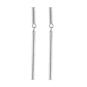 Preview image of 9ct White Gold Nunchaku Long Bar Drop Earrings