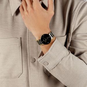 Preview image of Rado Centrix 39.5mm Black Ceramic & Gold Diamond Quartz Bracelet Watch