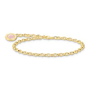 Preview image of Thomas Sabo Charmista Pink Cold Enamel Coin Gold Round Link Charm Bracelet 