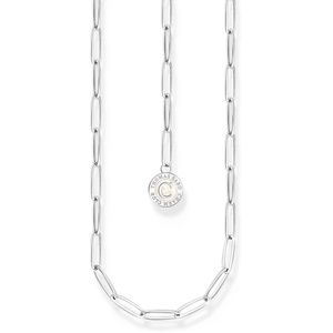Preview image of Thomas Sabo Charmista White Cold Enamel Coin Silver Paperlink Charm Necklace
