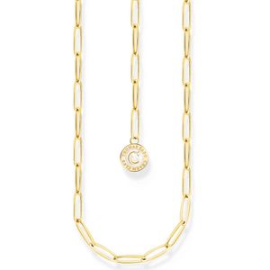 Preview image of Thomas Sabo Charmista White Cold Enamel Coin Gold Paperlink Charm Necklace