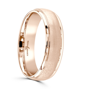 Preview image of 9ct Rose Gold 6mm Brushed Gents Wedding Ring