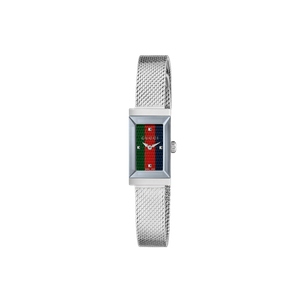 Preview image of Gucci G-Frame 14mm Steel Green/Red/Blue Quartz Mesh Bracelet Watch