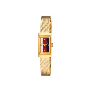 Preview image of Gucci G-Frame 14mm Steel Gold Plated Quartz Mesh Bracelet Watch