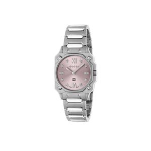 Preview image of Gucci G-Flat 24mm Pink Diamond Set Quartz Steel Bracelet Watch