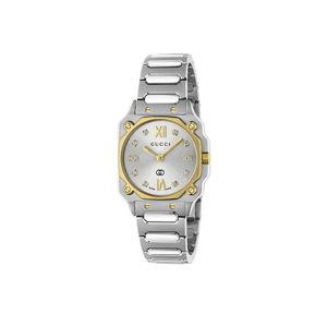 Preview image of Gucci G-Flat 24mm Bico Silver Diamond Set Quartz Steel Bracelet Watch 