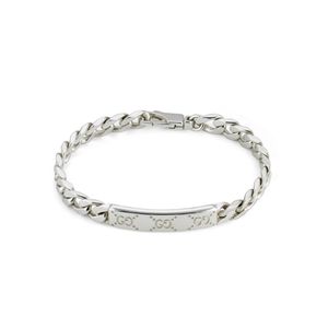 Preview image of GUCCI Signature GG Tag Sterling Silver Curb Bracelet 
