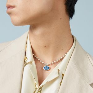 Preview image of Gucci Interlocking Blue Enamel Boule Necklace 45cm