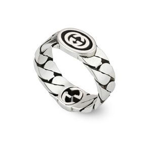 Preview image of Gucci Interlocking Enamelled Sterling Silver Ring