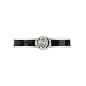 Gucci Interlocking Black Enamelled Sterling Silver Ring