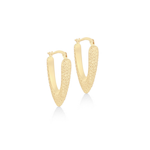 Preview image of 9ct Gold Elongated V-Shaped Drop Hoop Earrings