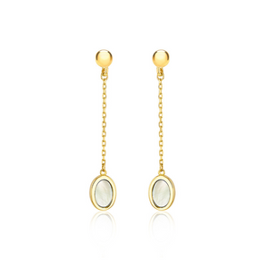 Preview image of 9ct Gold Mother Of Pearl Oval Drop Earrings 