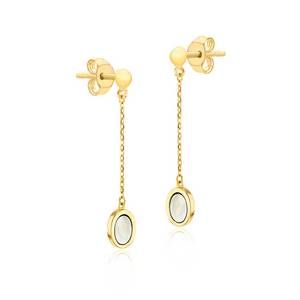Preview image of 9ct Gold Mother Of Pearl Oval Drop Earrings 