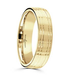Preview image of 9ct Gold 6mm Lined Gents Wedding Ring