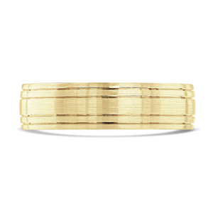 Preview image of 9ct Gold 6mm Lined Gents Wedding Ring