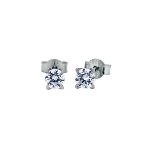 White Gold CZ Stud Earrings