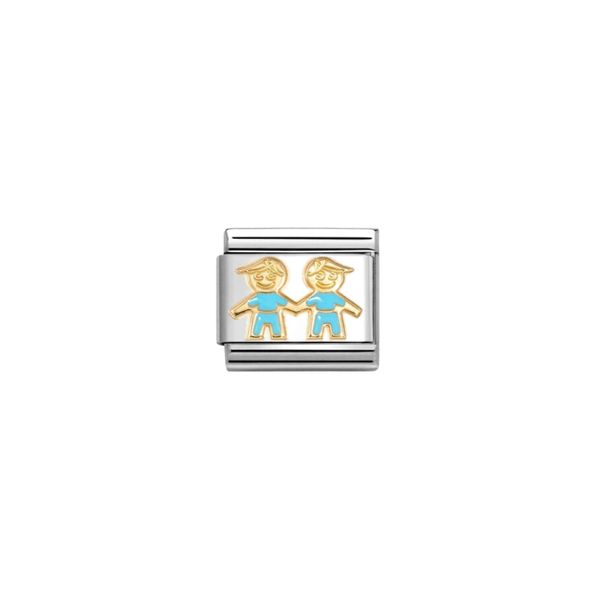 Nomination Composable Classic Link Brothers With Enamel In Yellow Bonded Gold 
