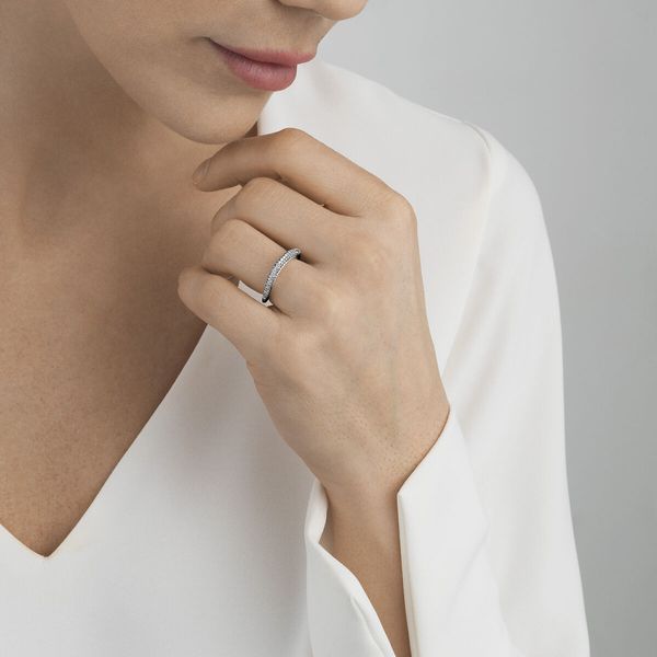 Georg Jensen Offspring Sterling Silver Diamond Pavé Set Ring