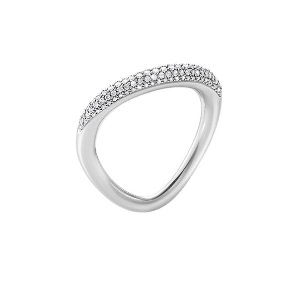 Georg Jensen Offspring Sterling Silver Diamond Pavé Set Ring