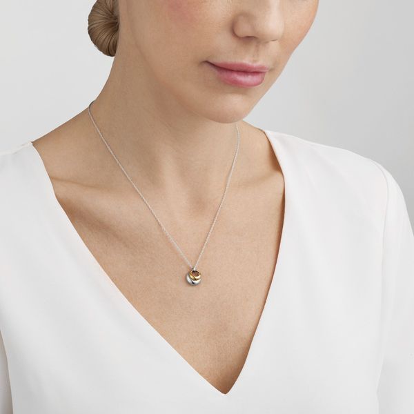 Georg Jensen Curve 18ct Gold and Sterling Silver Pendant 