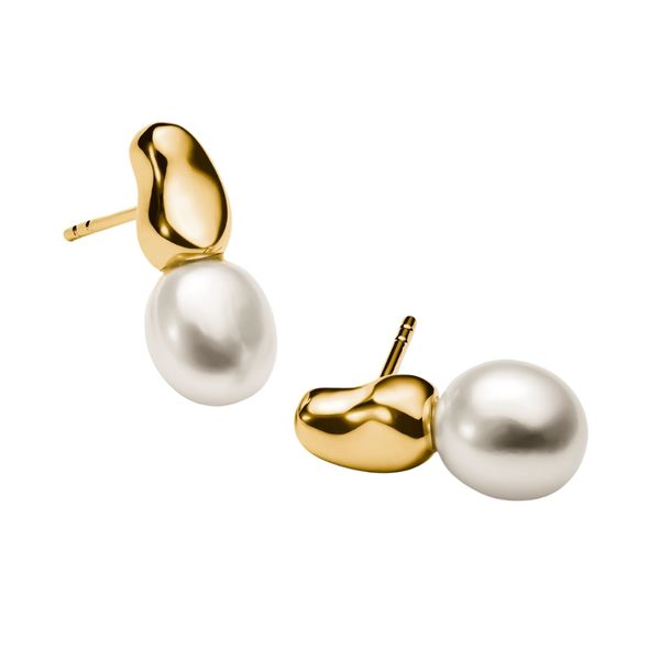Thomas Sabo Freshwater Pearl Gold Plated Drop Stud Earrings 