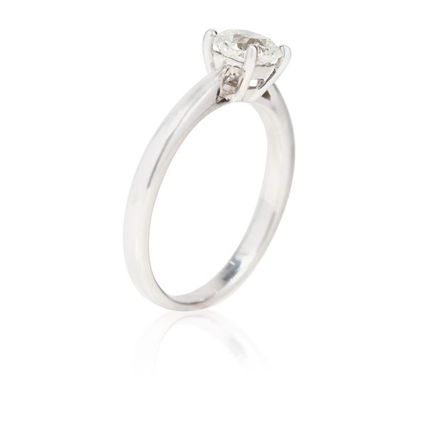 Platinum 0.70ct Forevermark Princess Cut Diamond 4 Claw Solitaire