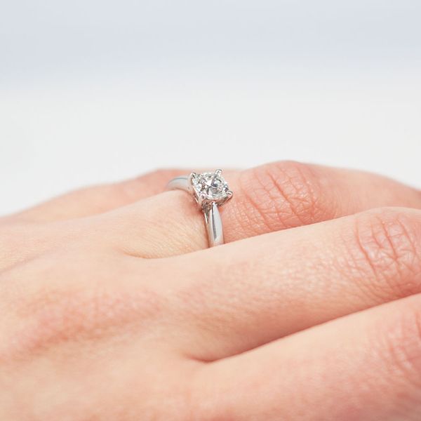 Platinum 0.70ct Forevermark Princess Cut Diamond 4 Claw Solitaire