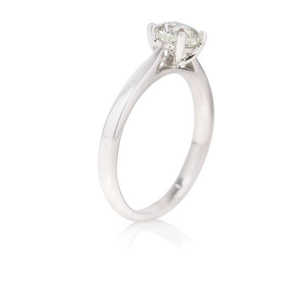 Platinum 0.76ct Forevermark Cushion Cut Diamond 4 Claw Solitaire