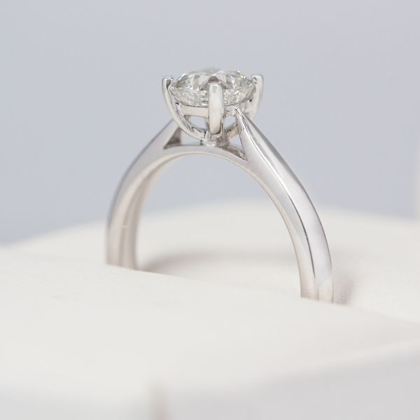 Platinum 0.76ct Forevermark Cushion Cut Diamond 4 Claw Solitaire