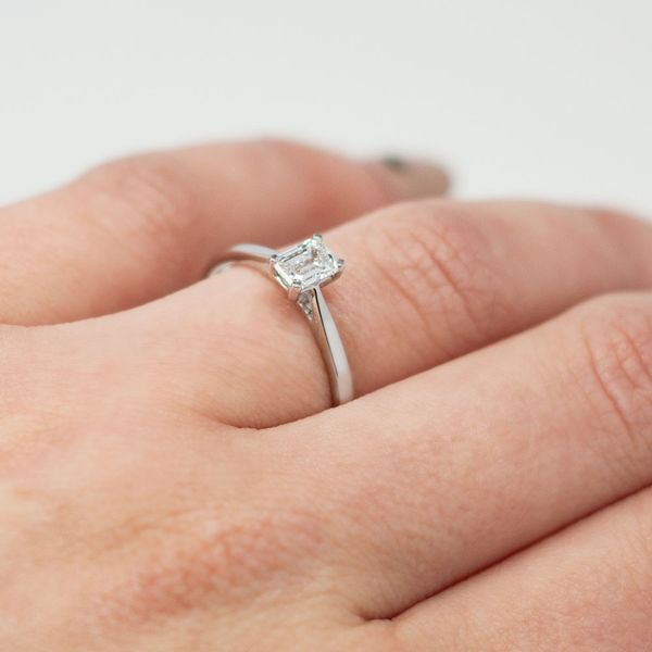 Platinum 0.50ct Perfection Collection Emerald Diamond 4 Claw Solitaire