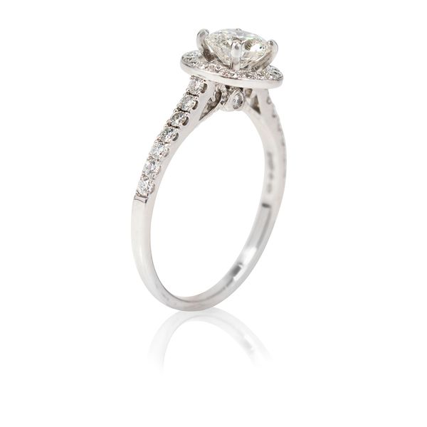 Platinum 0.70ct Canadian Arctic Round Brilliant Halo With Diamond Set Shoulders 