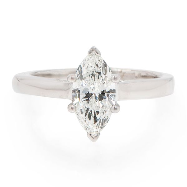 Platinum 1.00ct Marquise Cut Diamond 6 Claw Solitaire
