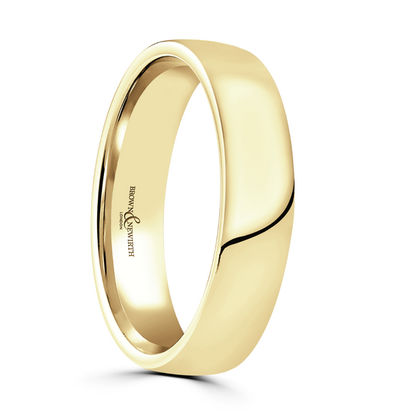 9ct Gold 5mm Lighter Low Domed Court Gents Wedding Ring