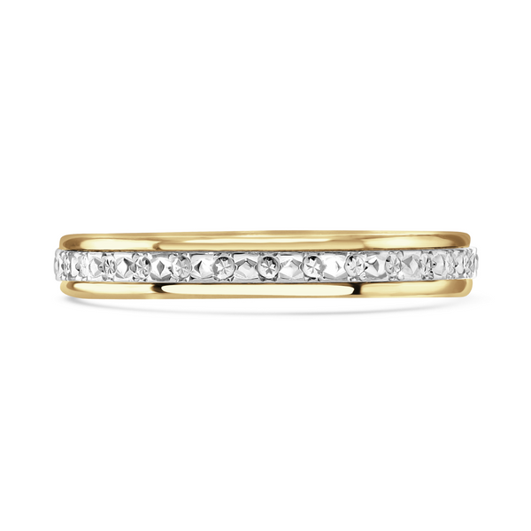 9ct White and Yellow Gold 3mm Sparkle Cut Ladies Wedding Ring