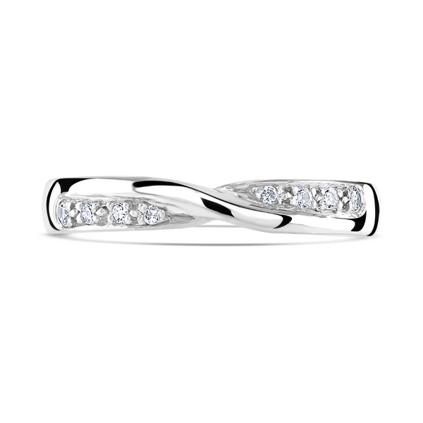 Ladies Platinum Crossover Diamond Set Wedding Ring