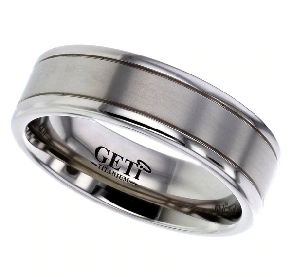 Titanium 6mm Flat Brushed & Polished Gents Wedding Ring
