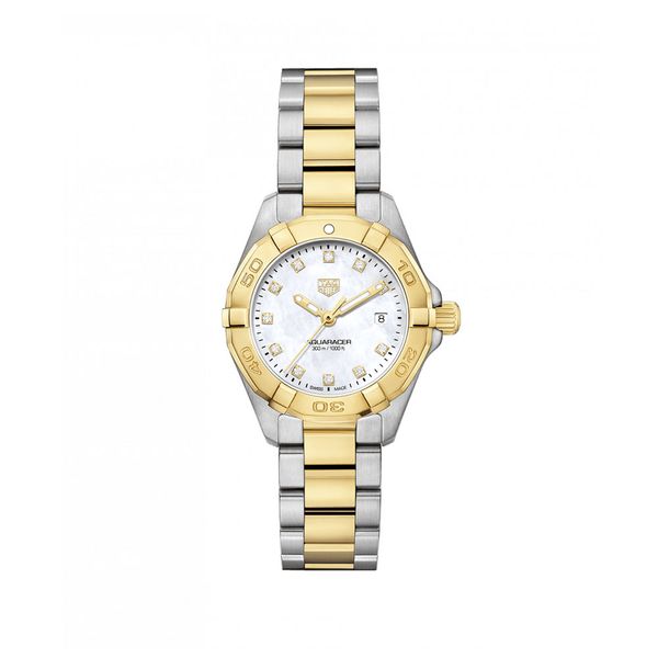 TAG Heuer Aquaracer 27mm Diamond Dot Steel & Gold Quartz Bracelet Watch