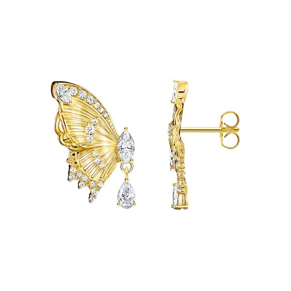 Thomas Sabo Butterfly Paradise Cubic Zirconia Gold Plated Stud Earrings 