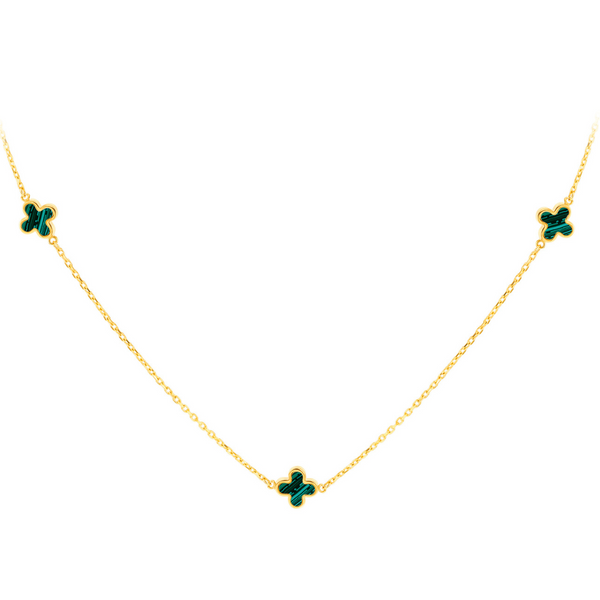 CLOVER CLOVER PEDANT MALACHITE GOLD NECKLACE