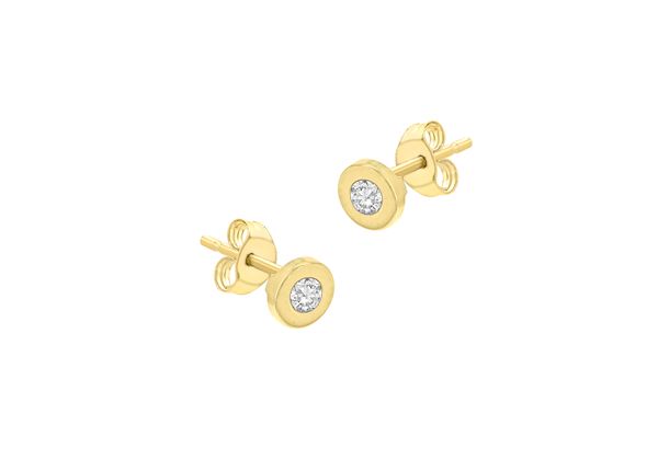 9ct Gold 4mm Rub Over Cubic Zirconia Stud Earrings