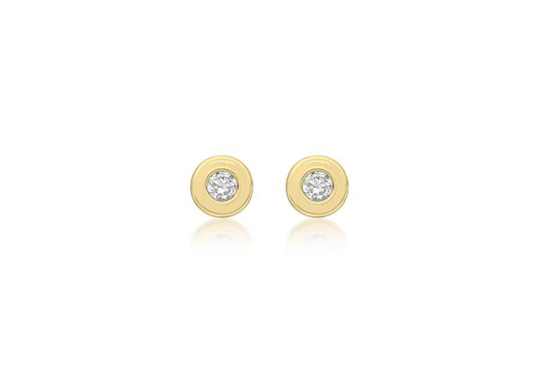 9ct Gold 4mm Rub Over Cubic Zirconia Stud Earrings