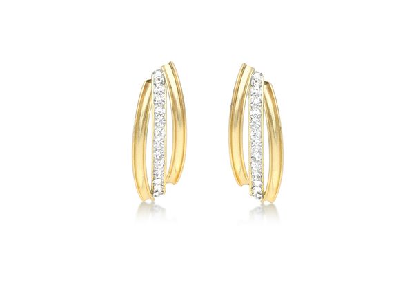 9ct Gold 3-Band Cubic Zirconia Set Stud Earrings