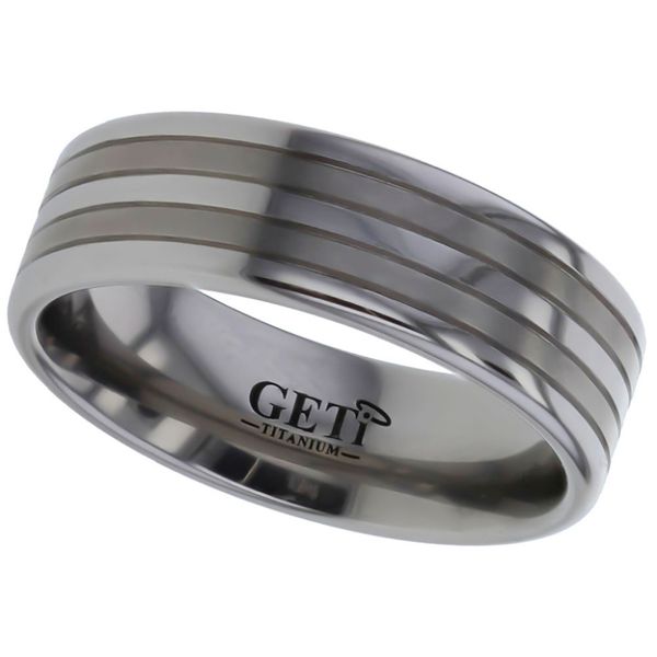Titanium 7mm Satin Stripes Gents Wedding Ring Peter Jackson