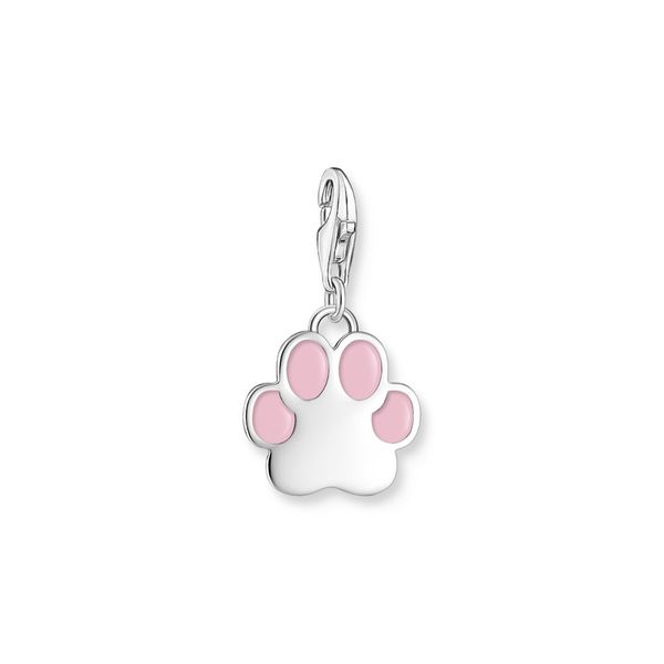 Thomas Sabo Pink Enamel Paw Print Silver Charm